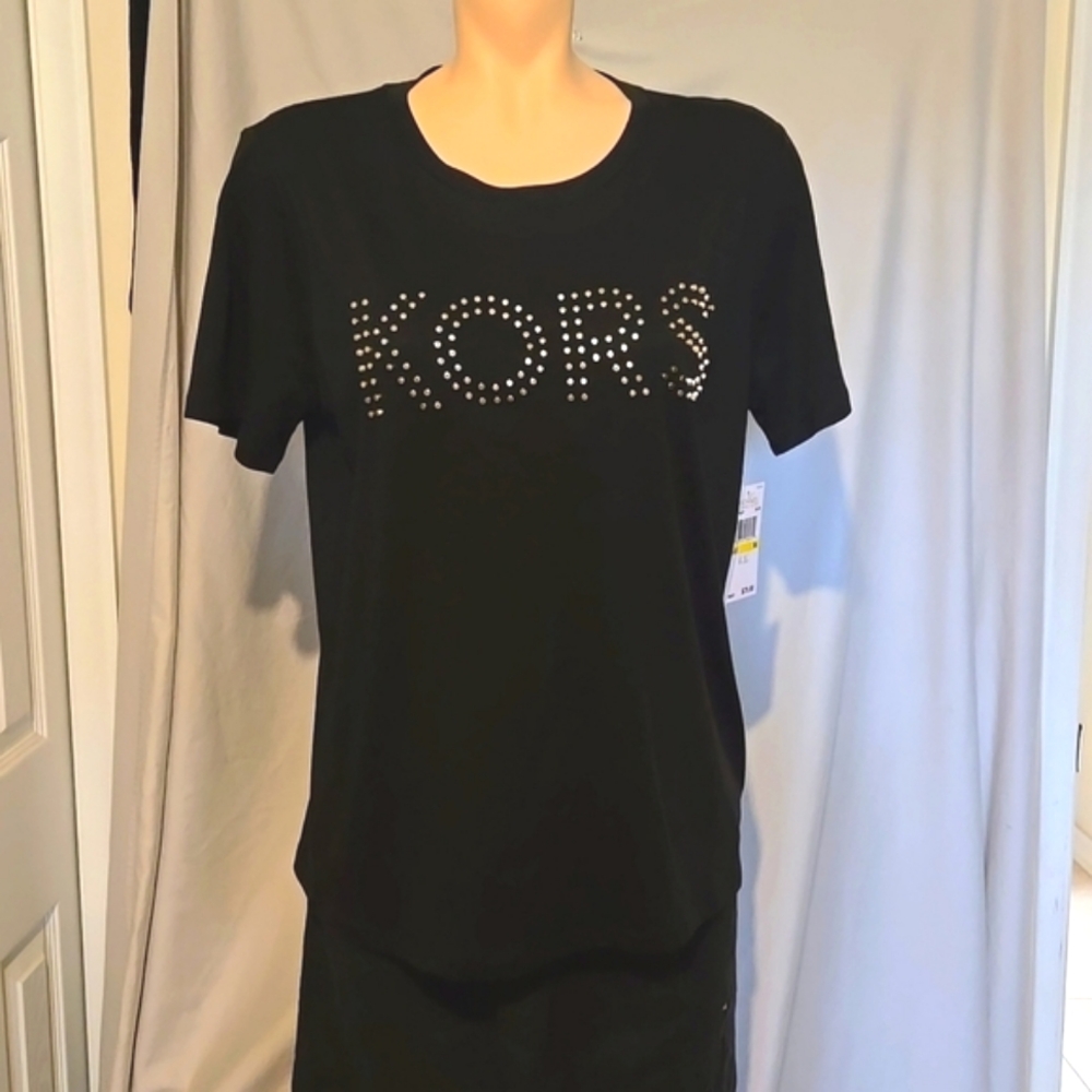 Michael Kors gold studded dressy tee shirt,  NEW